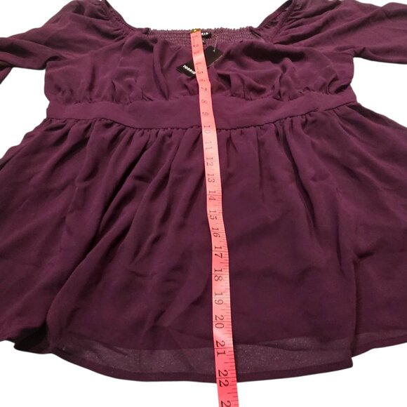 Torrid Peplum Chiffon Long Sleeve Top sz0/12 - Picture 6 of 9